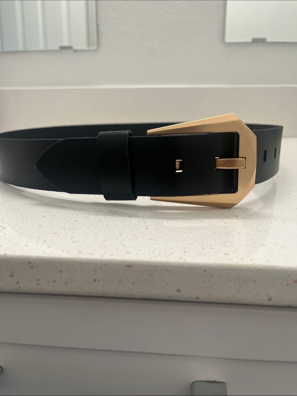 All Saints Western Hexagon Buckle Leather Belt - Picture 4 of 11